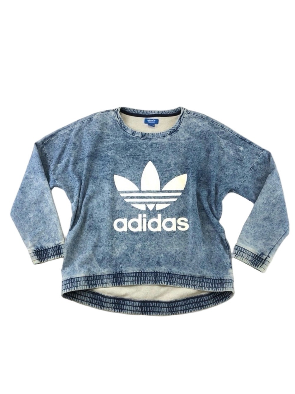 Adidas Originals Vintage pullover blue acid wash Big Logo dolman sleeve XL RARE